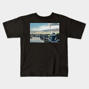 Boats moored up in Thurne Dyke Kids T-Shirt